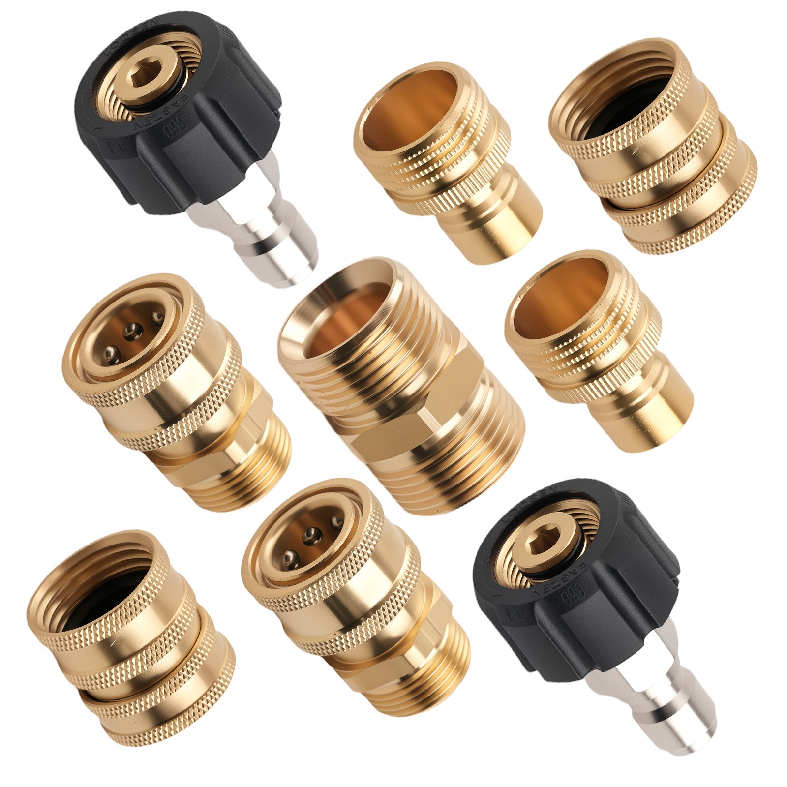 Brass Pressure Washer Adapter Kit M22 Quick Connect 3/8″ 3/4″ 1/2″ Universal