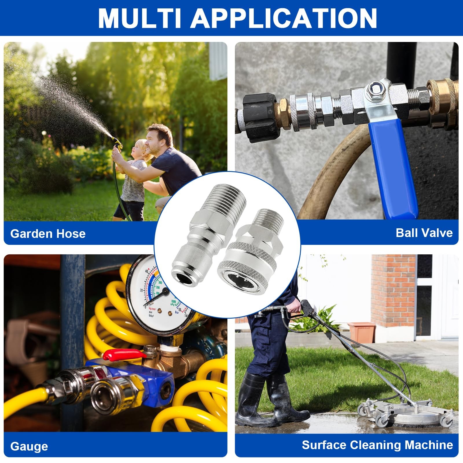 8 PCS Pressure Washer Quick Connect Kit 3/8 Inch Stainless Steel 5000 PSI