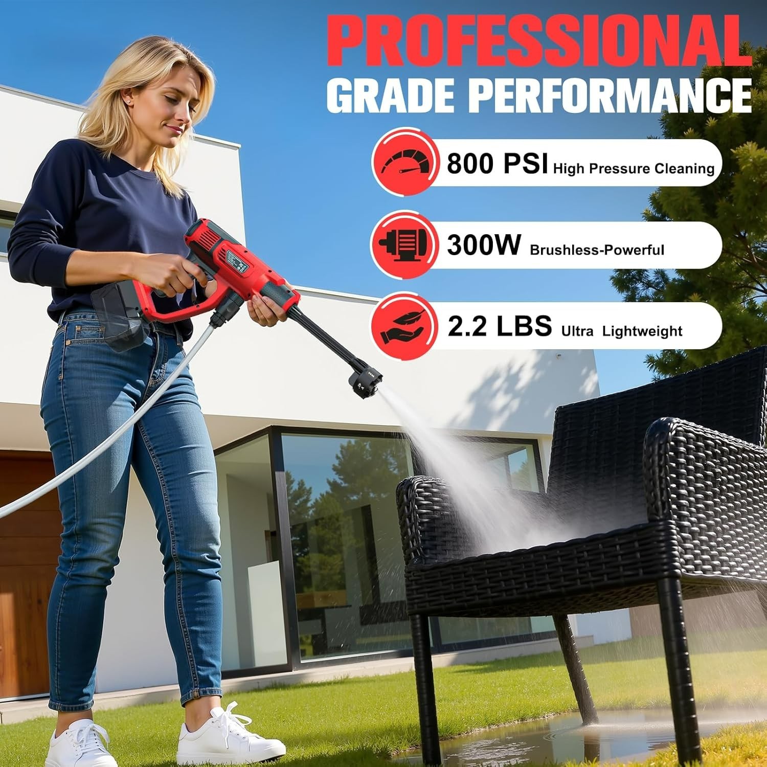 Cordless Pressure Washer for Milwaukee M18 Battery, Portable Cordless Power Wash