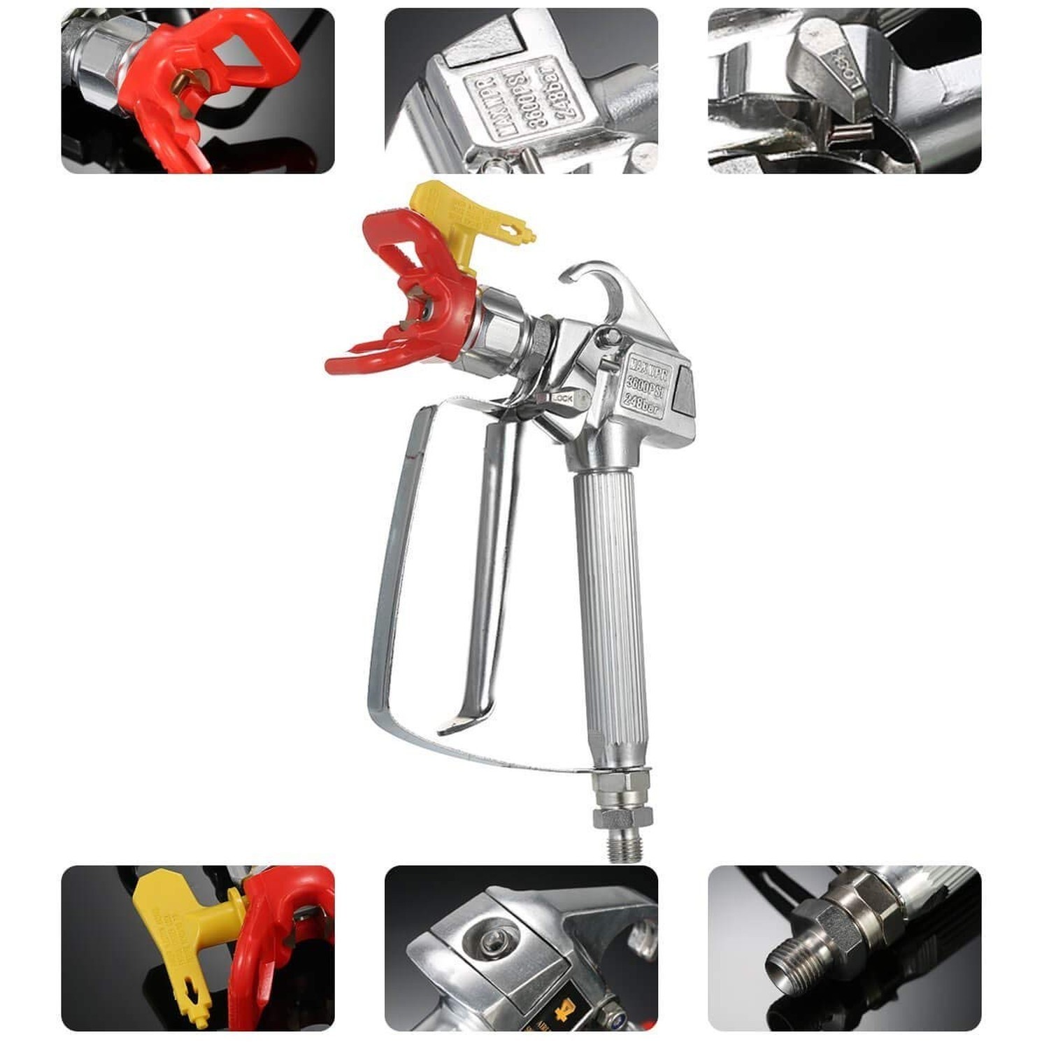 JOLINO Airless Paint Spray Gun, High Pressure 3600 PSI 517 Nozzle Tip Sprayer…