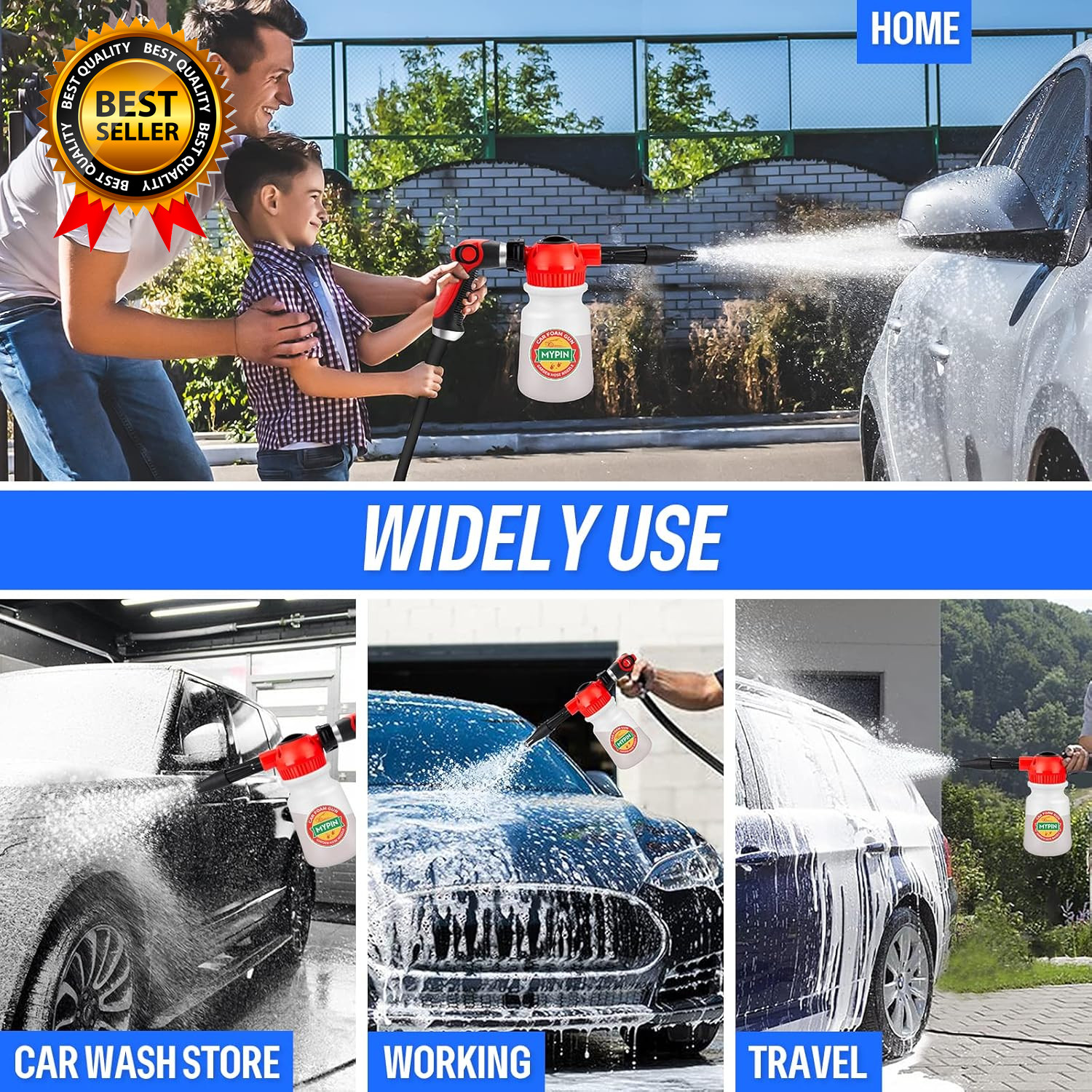 New Rotary Dial 16 in 1 Car Wash Foam Foam Cannon Adjustable Hose Wash Sprayer