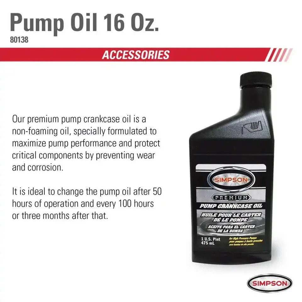 15W40 Pressure Washer Pump Oil 16 oz Crankcase Lubricant Replacement