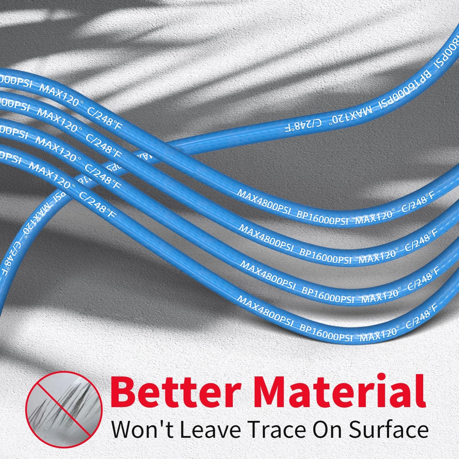 3/8″ 4800 psi Hot Water Rubber Pressure Washer Hose 30 ft 248℉ Extension Cable