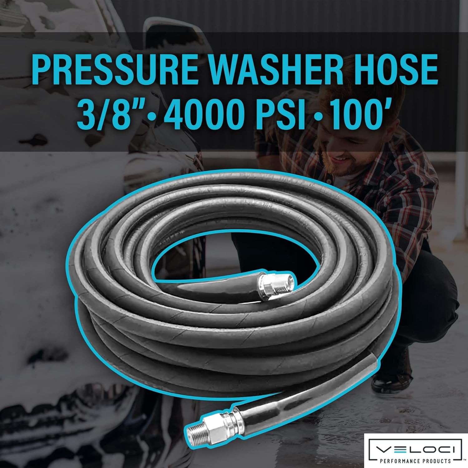 MTM Hydro Kobrajet High Pressure Washer Hose 3/8” 4000 PSI 100’, Black