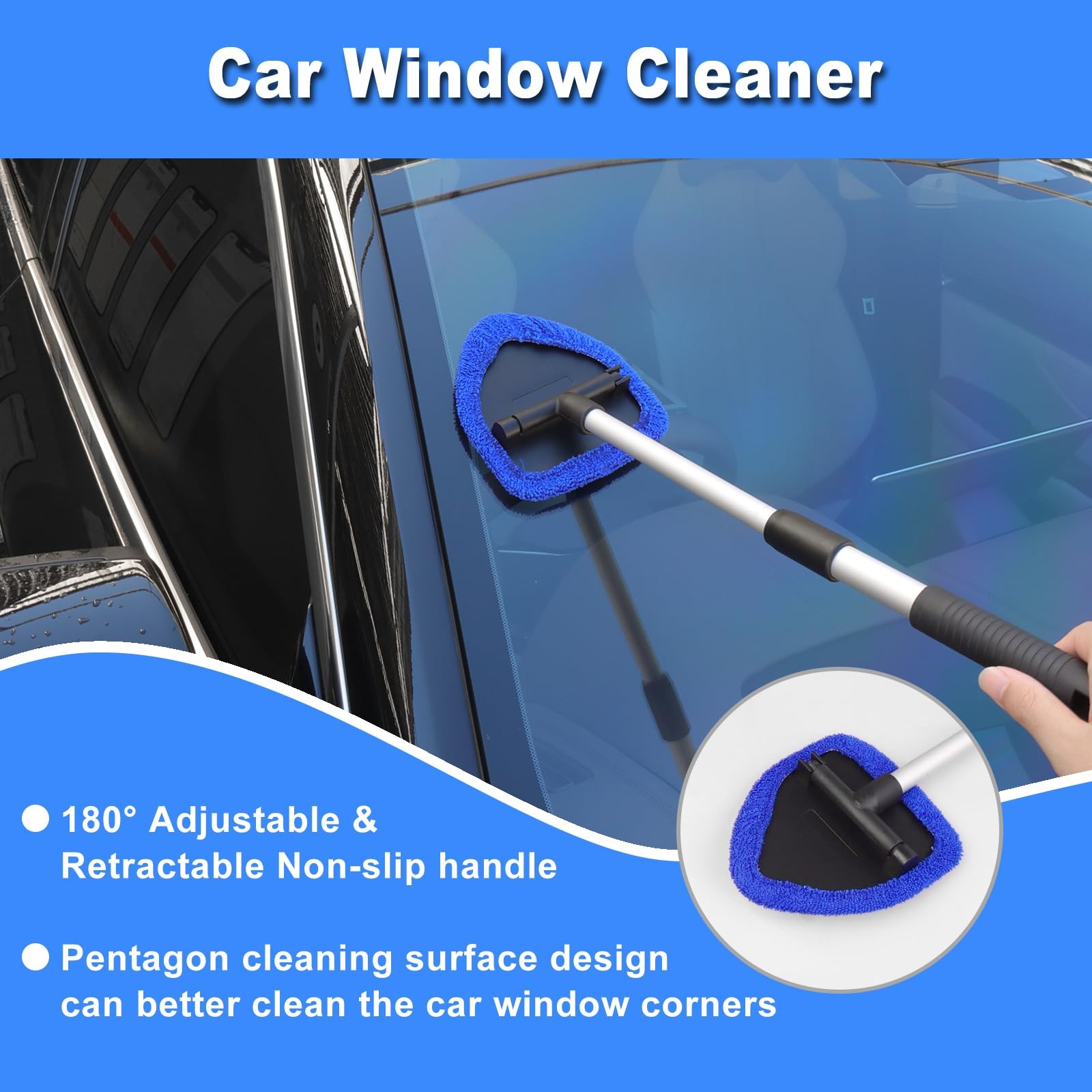 Windshield Cleaner Tool, 15Pcs Car Interior Detailing Kit, Cleaning Blue