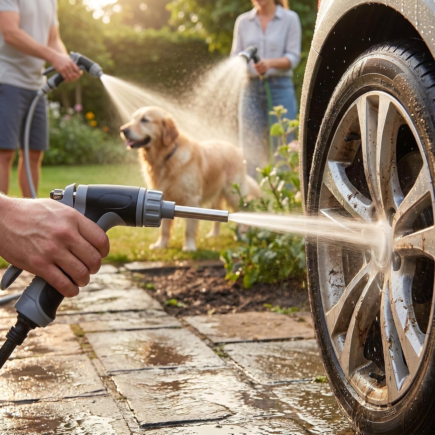 Pressure Washer with Stainless Steel Long Handle, 3 Adjustable Spray Modes, Suit