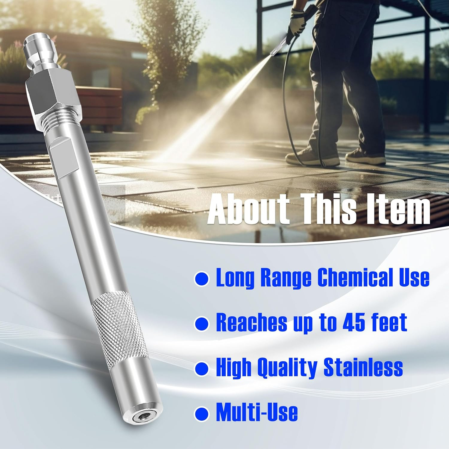 Pressure Washer Long Range Chemical Nozzle, Shooter Tip Power Washer Compatible