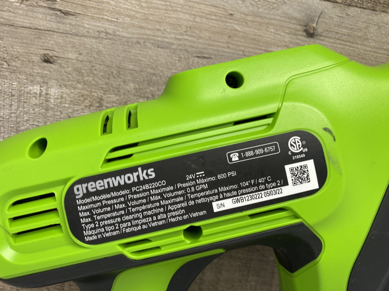 Greenworks 24V 600 PSI Pressure Washer Cordless Power Cleaner w/ (2) Batteries
