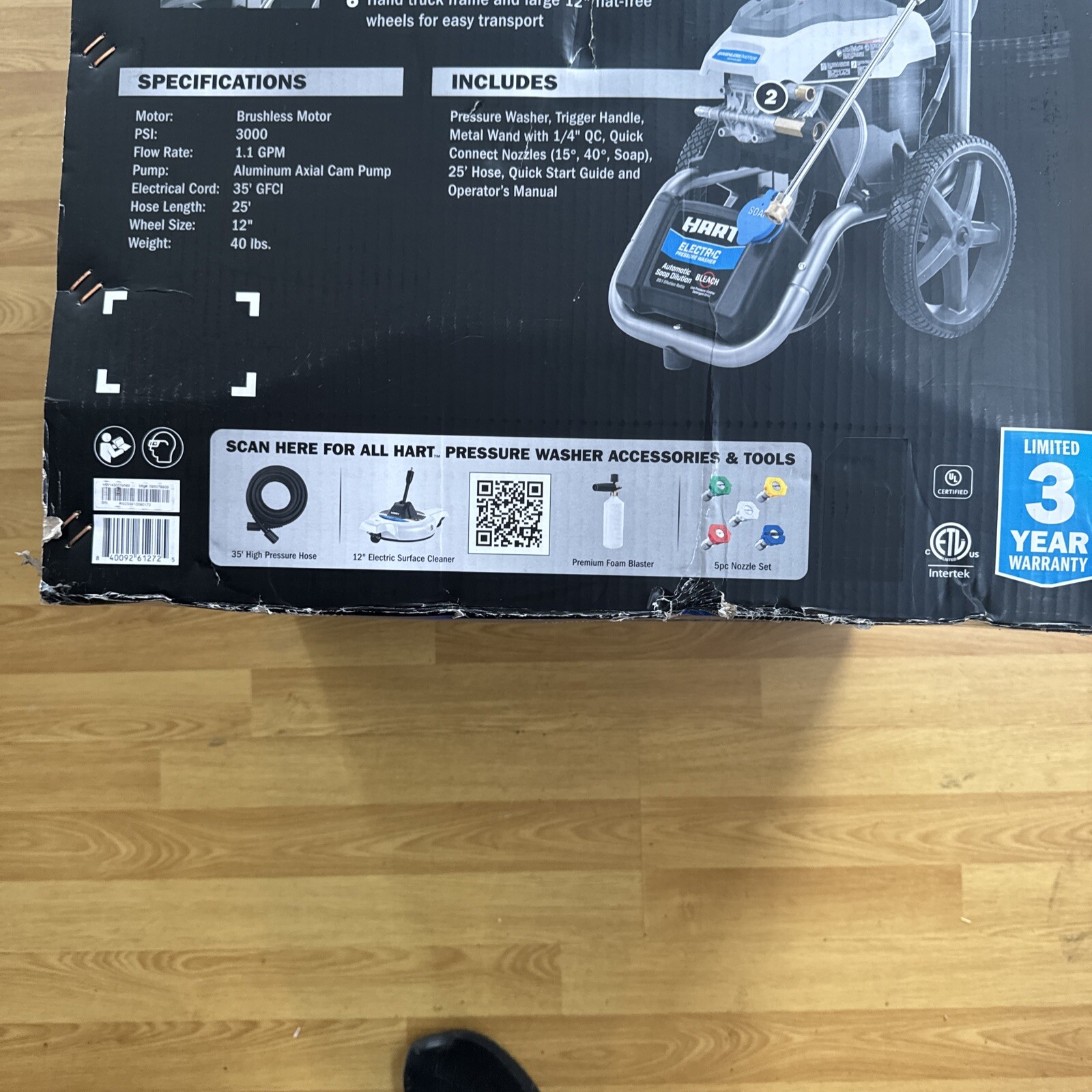 Hart HW143011VNM 3000PSI 1.1 GPM Cold Water Electric Pressure Washer (FVS027561)