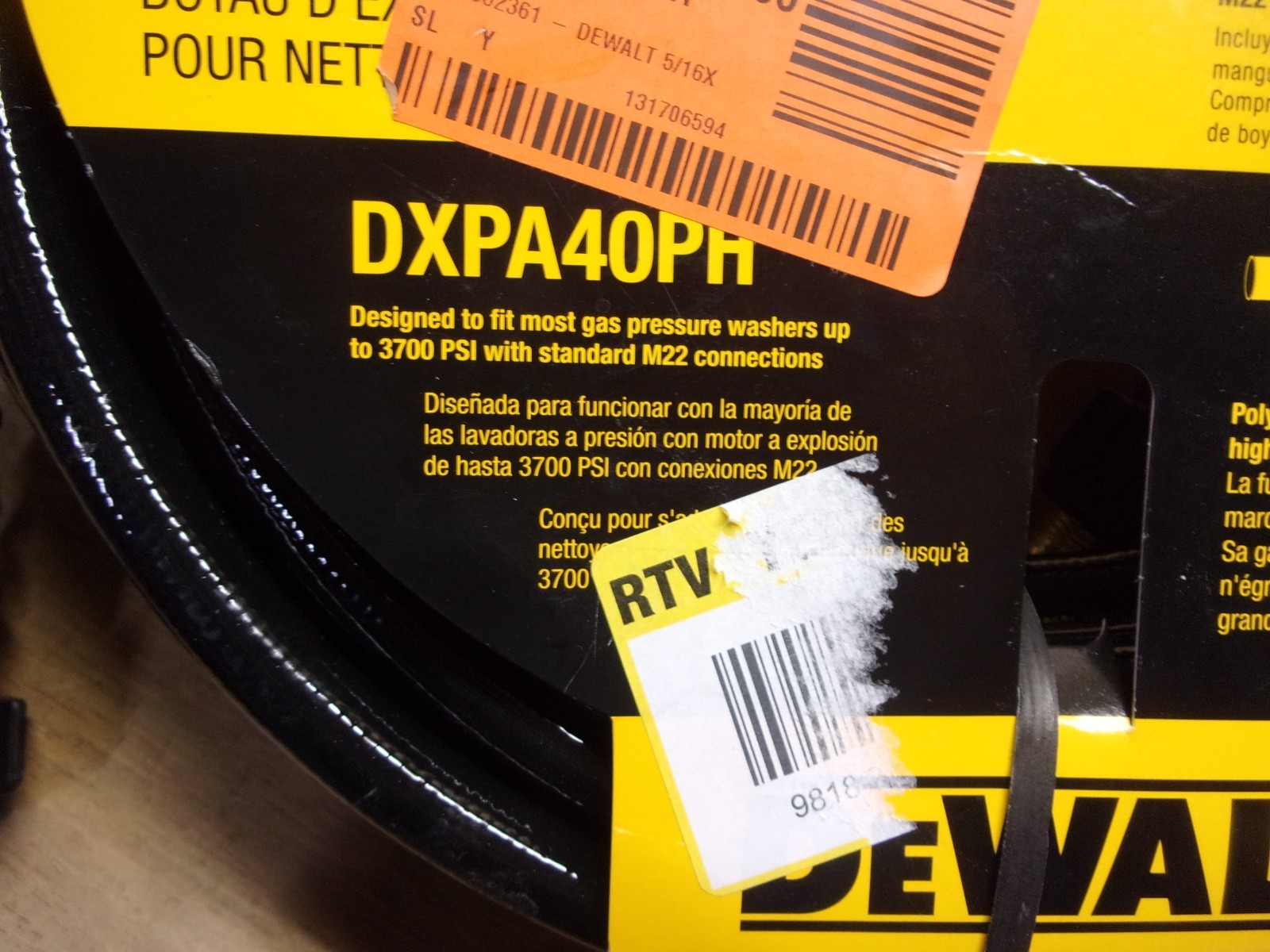 DEWALT 5/16″ X 40′ 3700 PSI PRESSURE WASHER EXTENSIONHOSE W/COUPLER # DXPA40PH