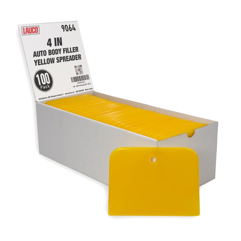 LAUCO Auto Body Filler Spreaders (100 Pieces) – Yellow Reusable 4″,