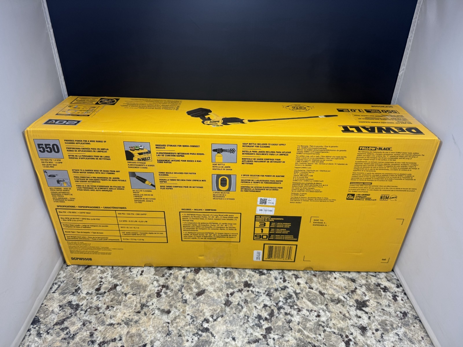 DEWALT DCPW550B 20V 550 PSI Cordless Power Cleaner Pressure Washer (Tool Only)