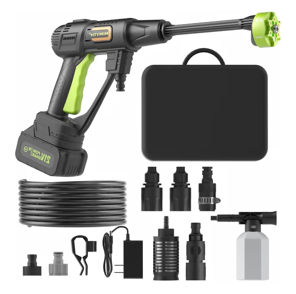 Cordless Pressure Washer 990PSI 21V Battery Handheld 6-in-1 Nozzle 23FT Hose