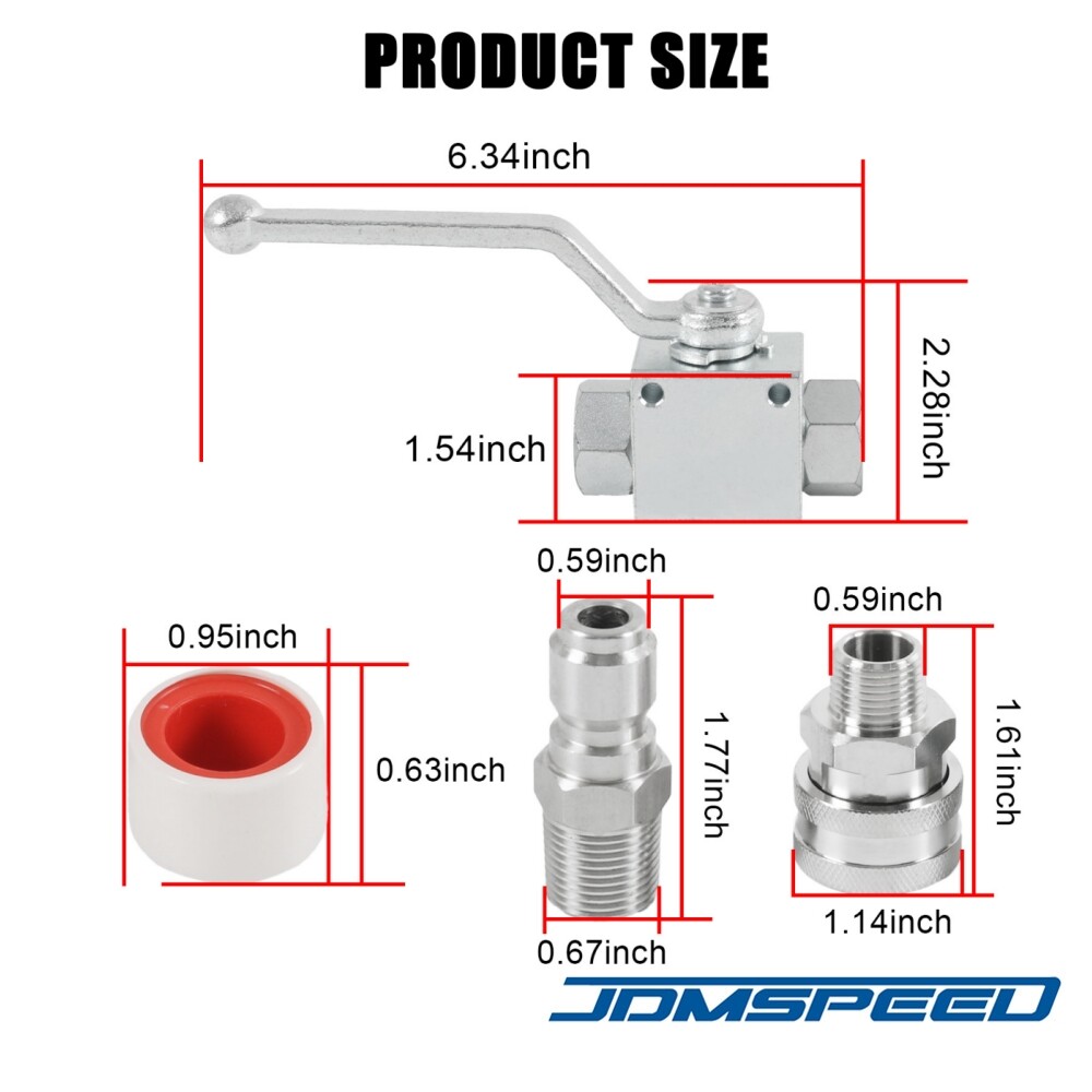 3/8″ Ball Valve Fits Pressure Washers Max 4500 PSI 3/8″ fitting Female Out