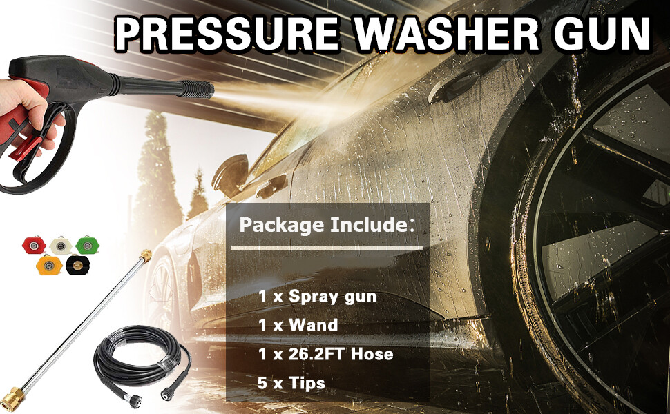 For Craftsman High Pressure Power Washer Spray Gun Wand Hose Kit+5 Tips New