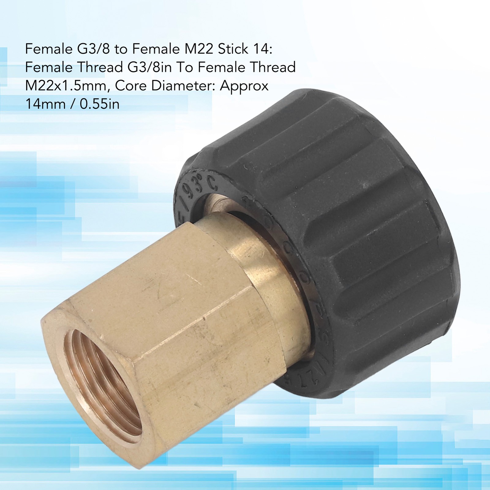 (Female G3/8 To Female M22 14mm) Pressure Washer Hose Connector Pressure