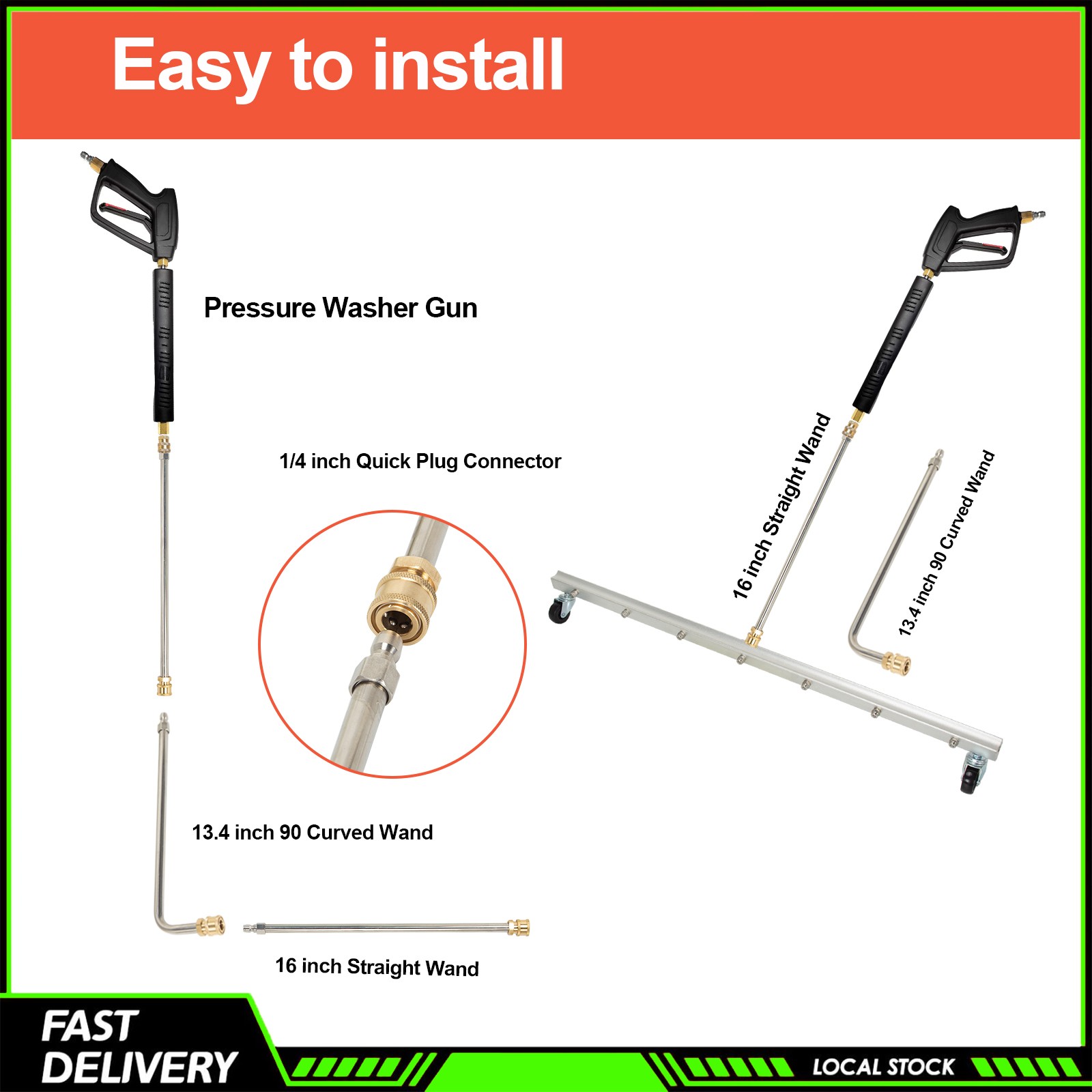 4000PSI Under Car Pressure Washer Undercarriage Cleaner Underbody Wash Broom 39″