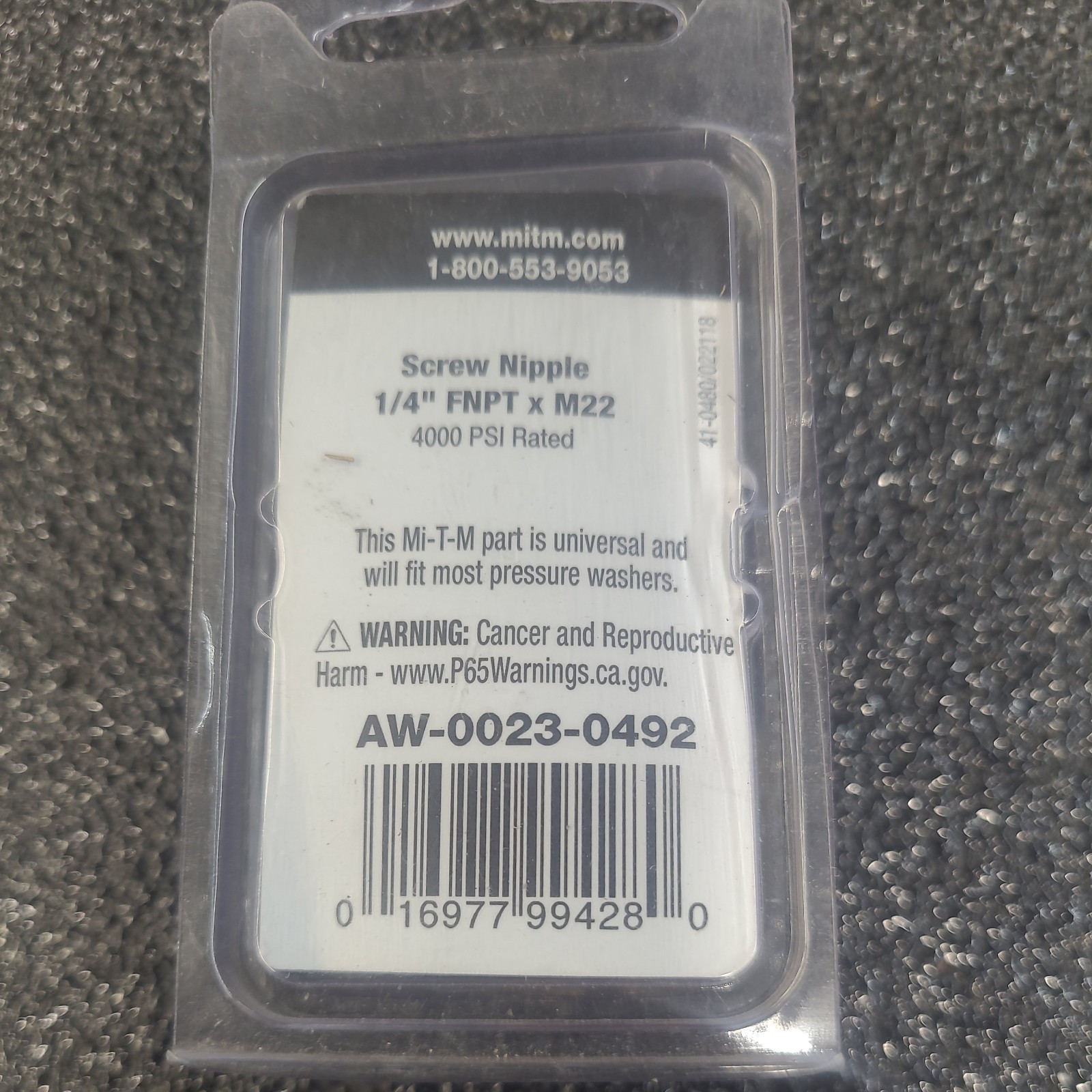 MI-T-M 1/4f X M22 Screw Nipple Pressure Washer Accessories 1/4-Inch