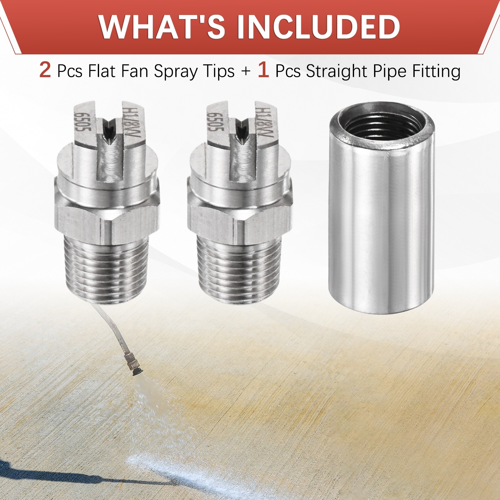 1/8″BSP 65° Flat Fan Spray Tip [1SET] – High Pressure Washer Nozzles [1.4MM]