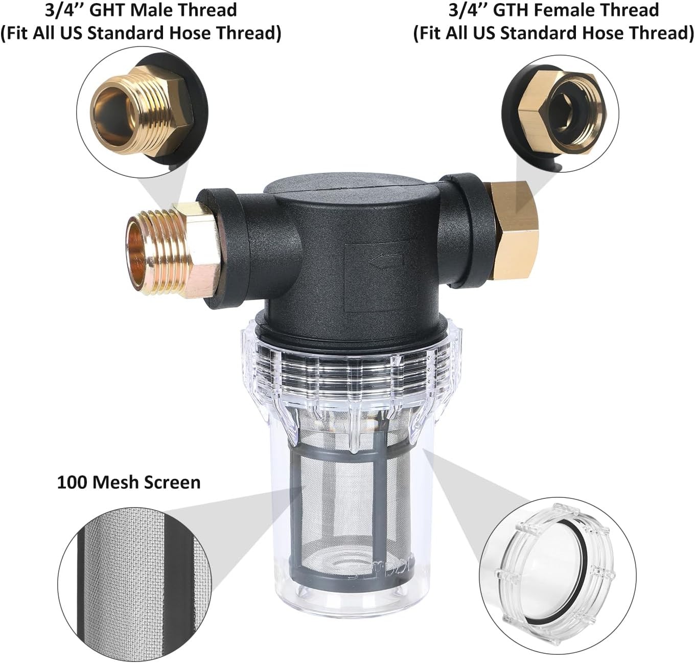 in-line Garden Hose Water Filter for Well Water, Line Hose Water Sediment Filter