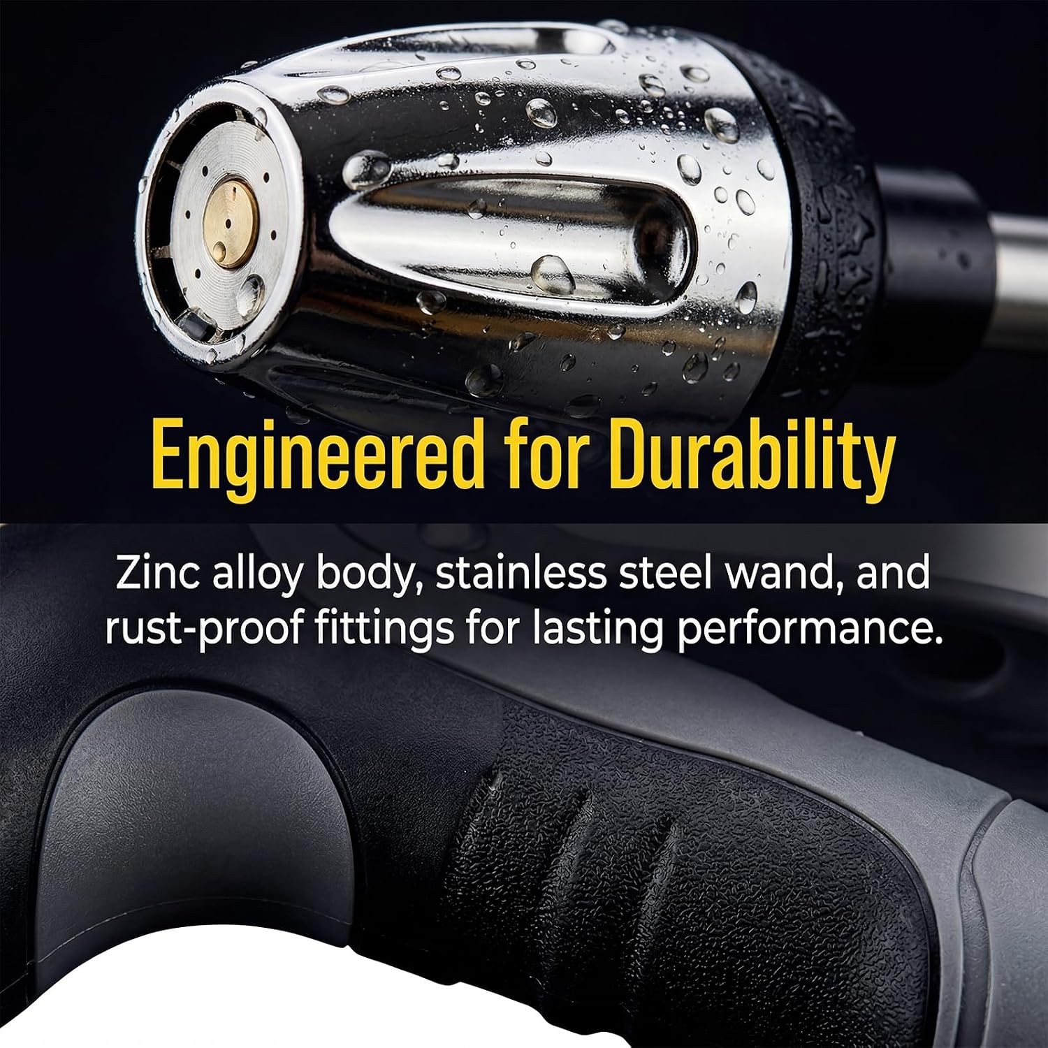 Pressure Washer with Stainless Steel Long Handle, 3 Adjustable Spray Modes, Suit
