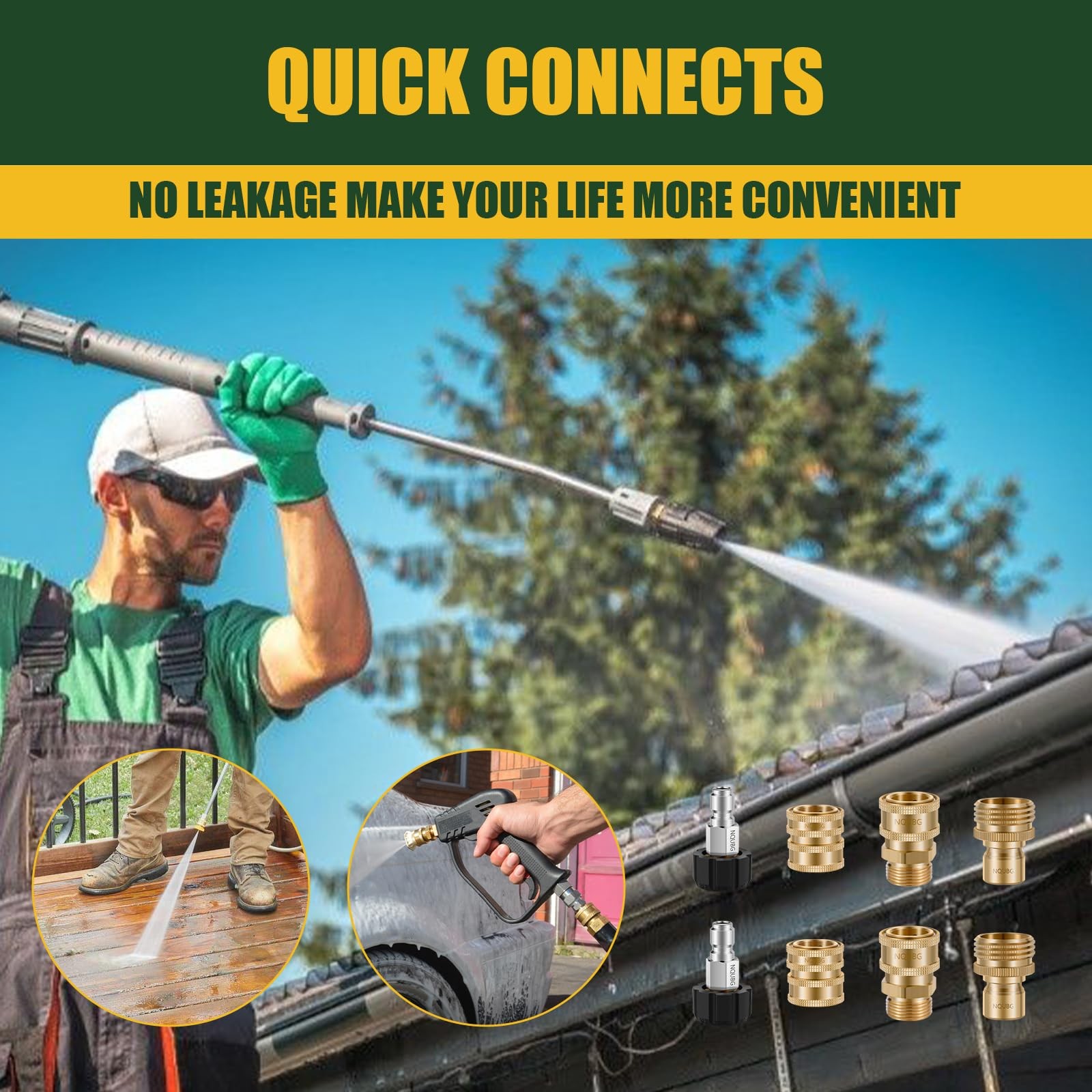 Pressure Washer Quick Connect Kit, M22 Swivel to 3/8” Quick Connect, 3/4” t…