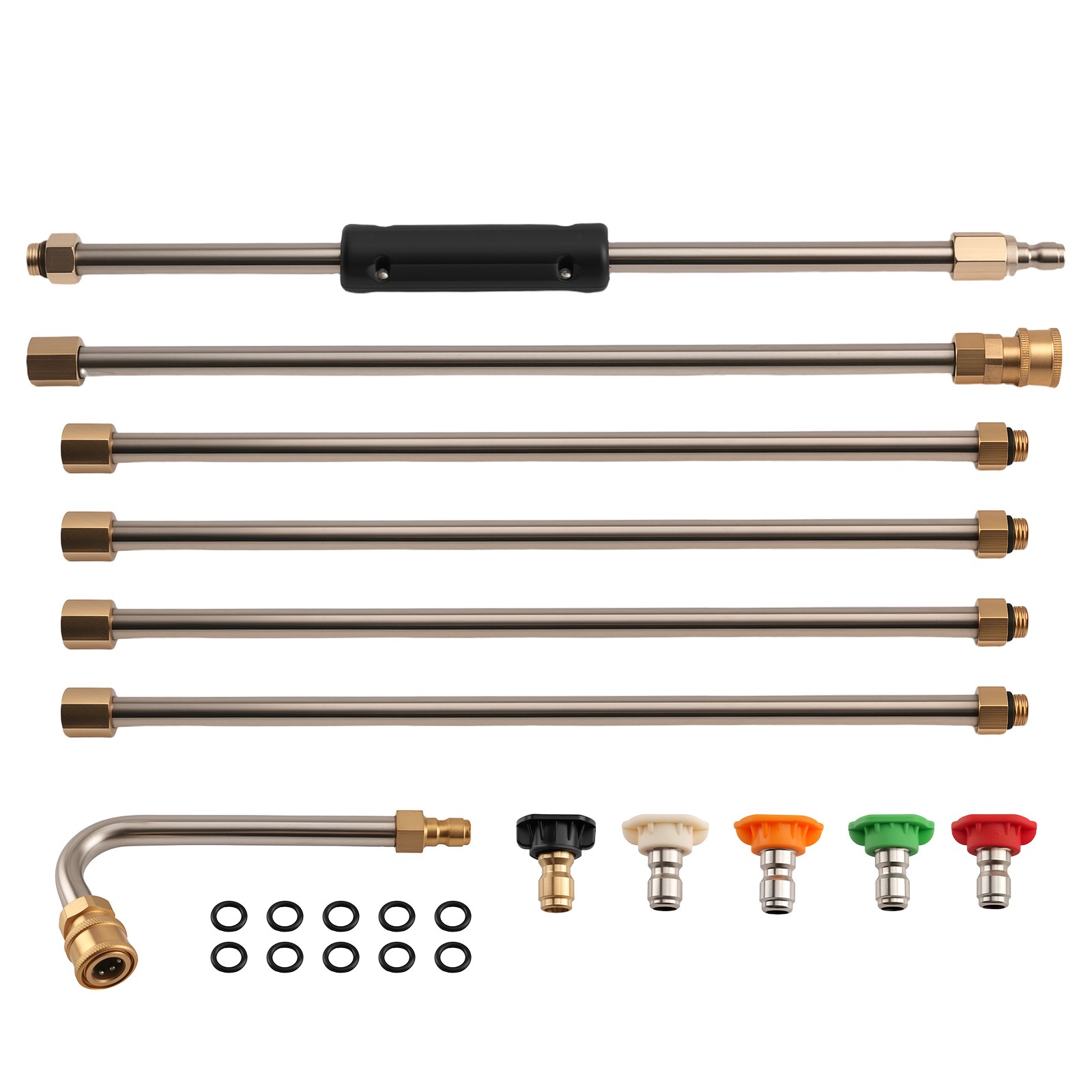 15 Inch 4000 PSI Pressure Washer Wands Stainless Steel Brass 6pcs 5 Nozzles