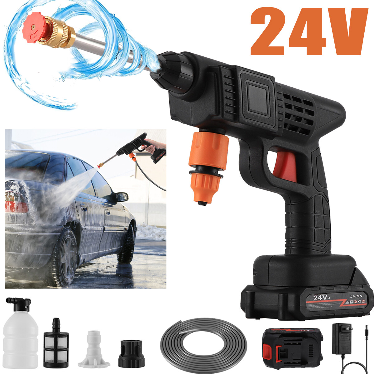 Cordless Electric High Pressure Water Spray Car Gun Portable Washer Cleaner Yard