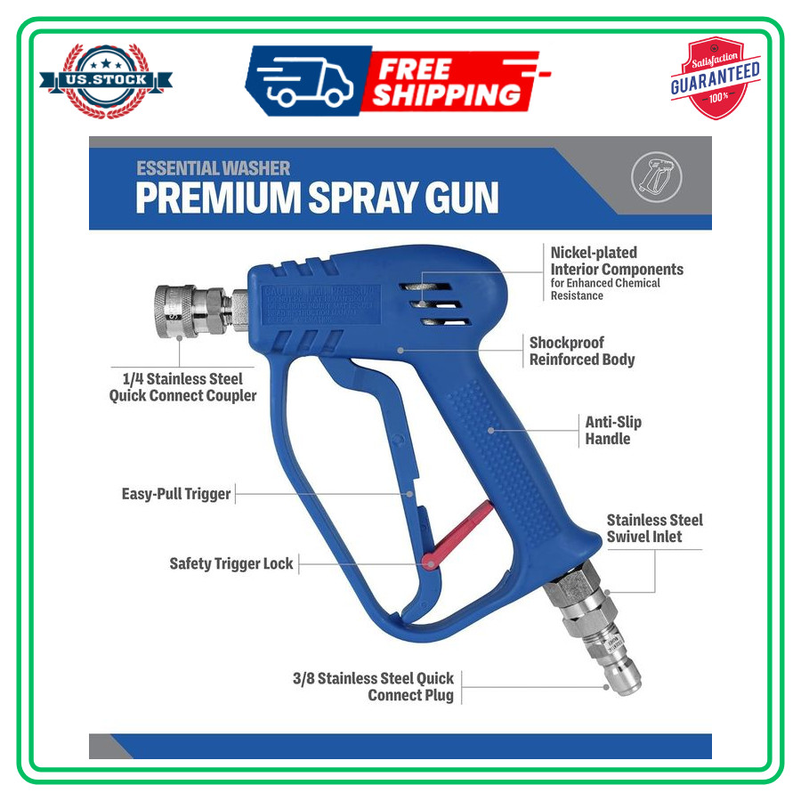 Essential Washer Short Pressure Washer Gun with Stainless Steel Swivel | Comp…