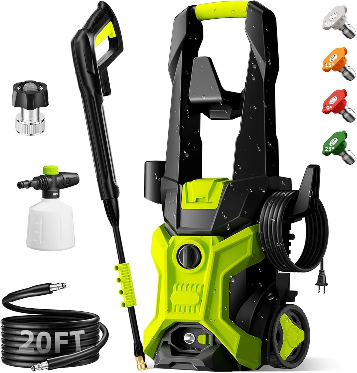 5000 PSI Electric Pressure Washer, 2.5 GPM Portable with Foam Cannon & Nozzles