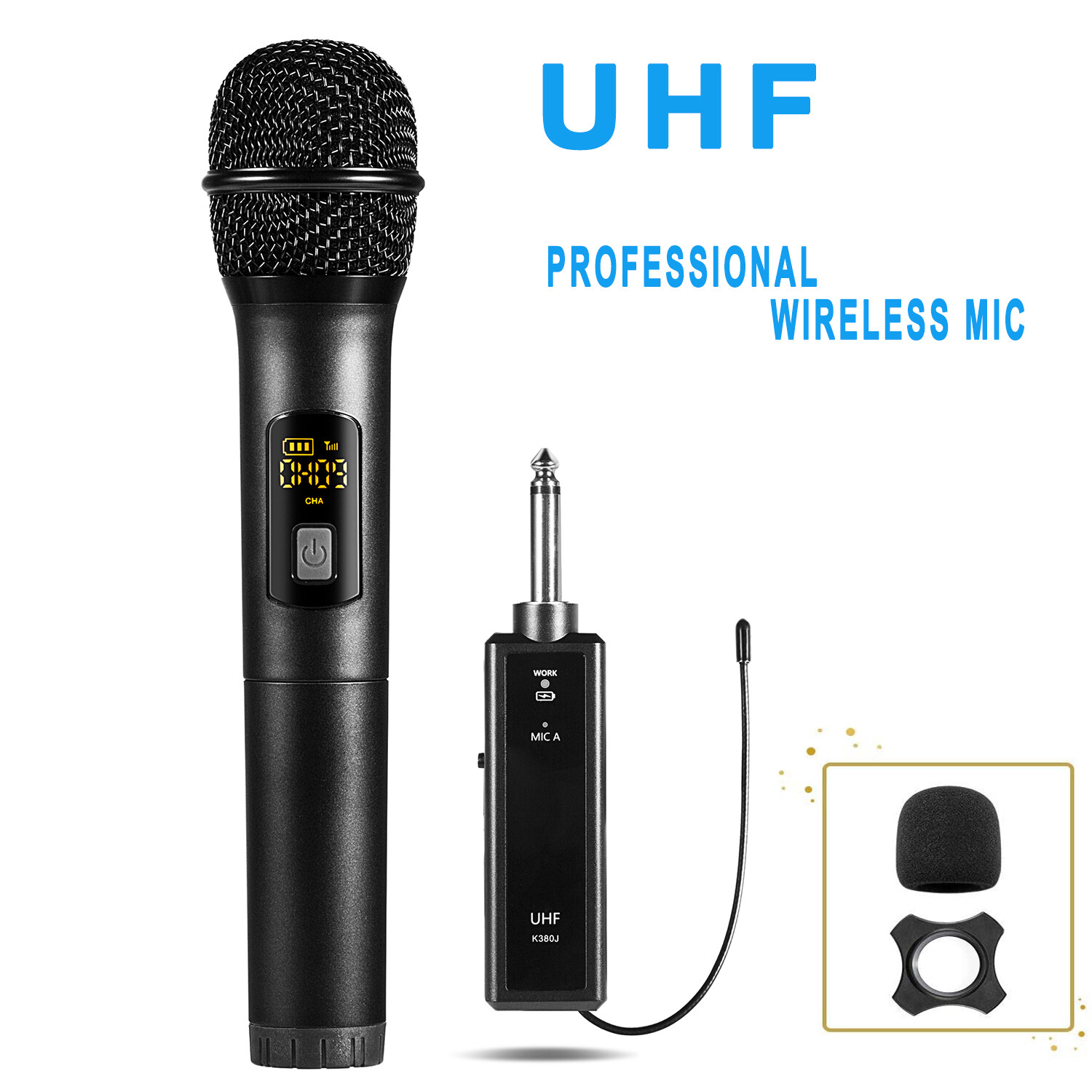 Pro UHF Wireless Handheld Vocal Dynamic Microphone Rechargeable Karaoke Church