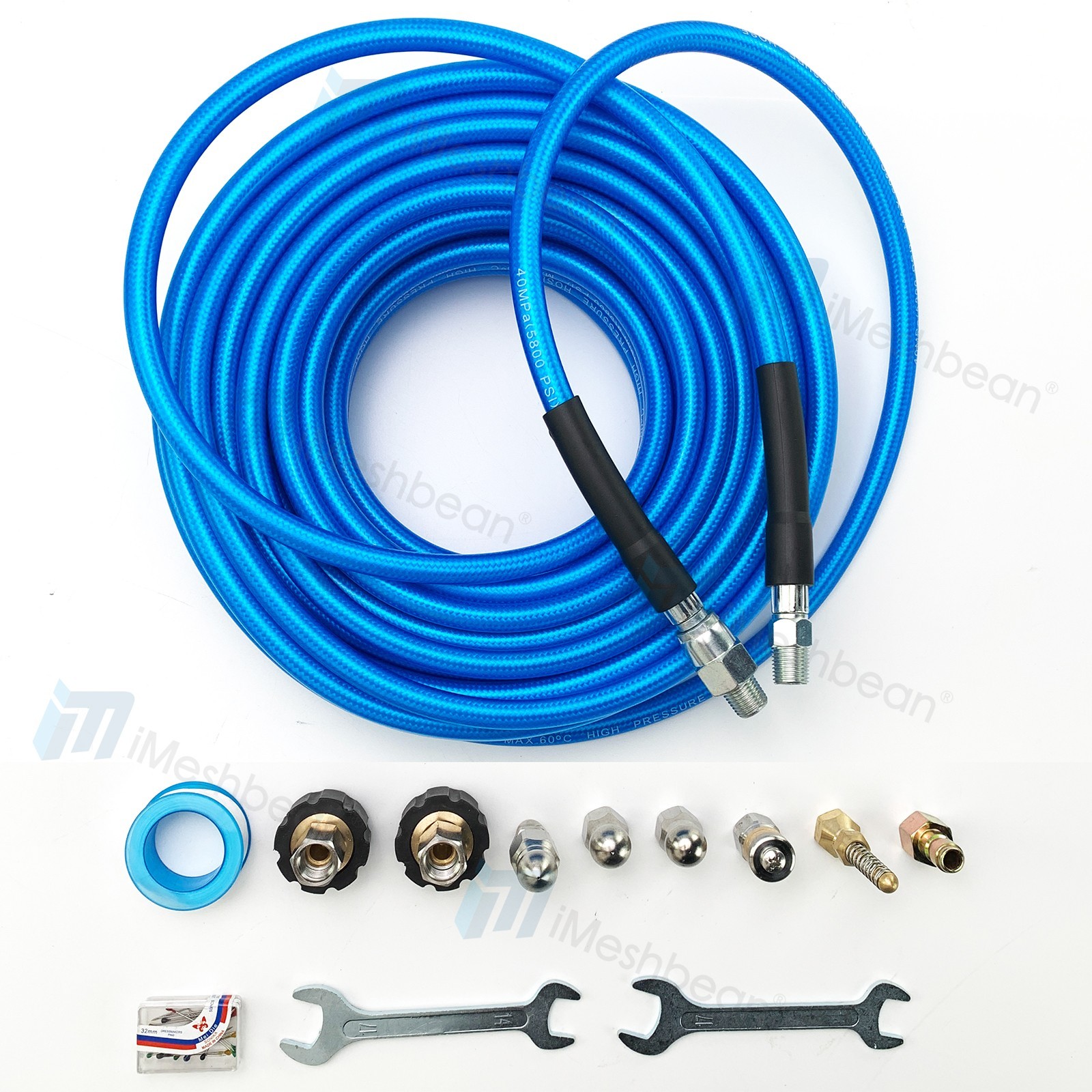 Sewer Jetter Nozzle Kit 1/4″ NPT 200FT Drain Cleaning Hose For Pressure Washer