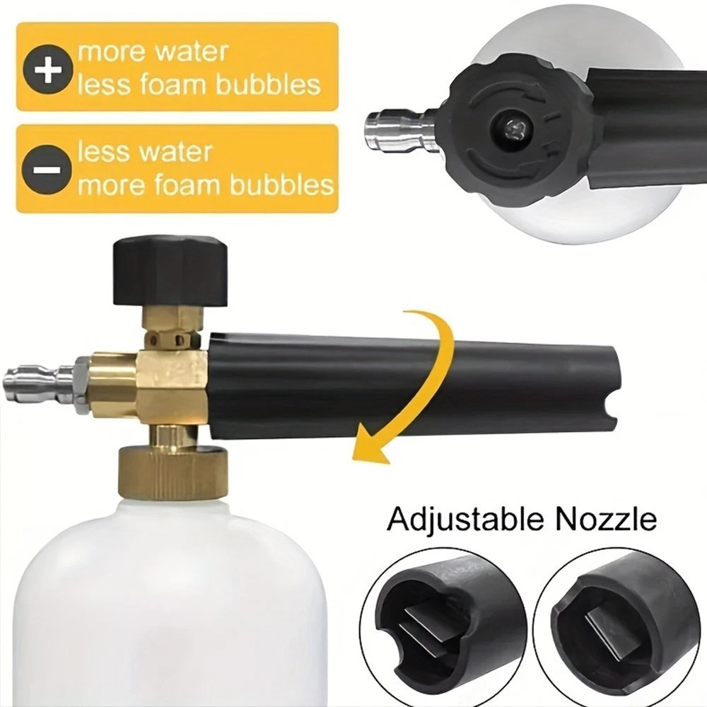 1/4″ Quick Release Snow Foam Lance Cannon Gun with 5 Nozzles Kit 1000ML Bottle