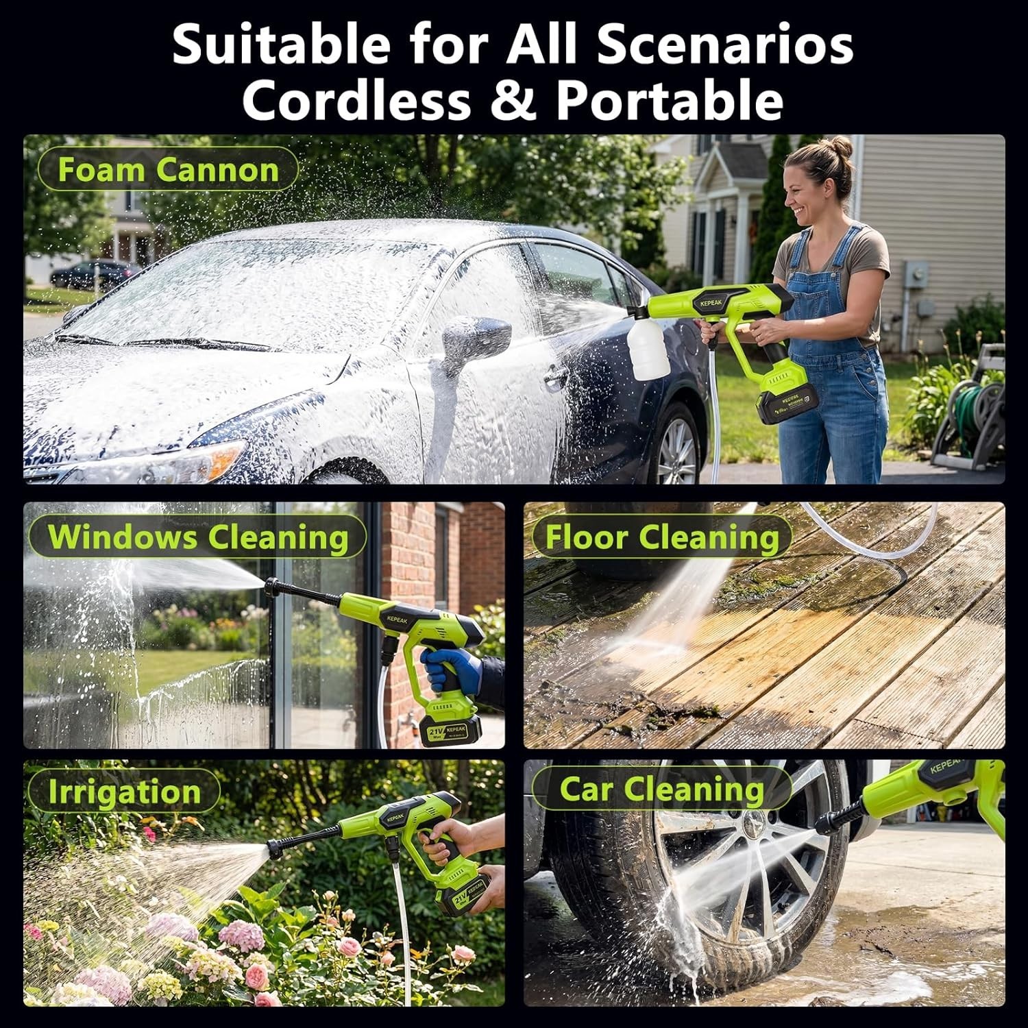 Compact Cordless Power Washer – 30 Min Battery Life, Easy to Store & Use