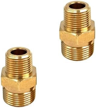 2 Pcs M22 Pressure Washer Fittings, Brass 3/8 Inch NPT Male to Metric M22 14mm M