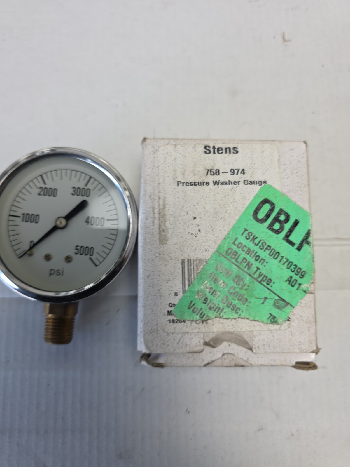 Pressure Washer Gauge 758 974 pressures to 5000 Stainless steel case and rim