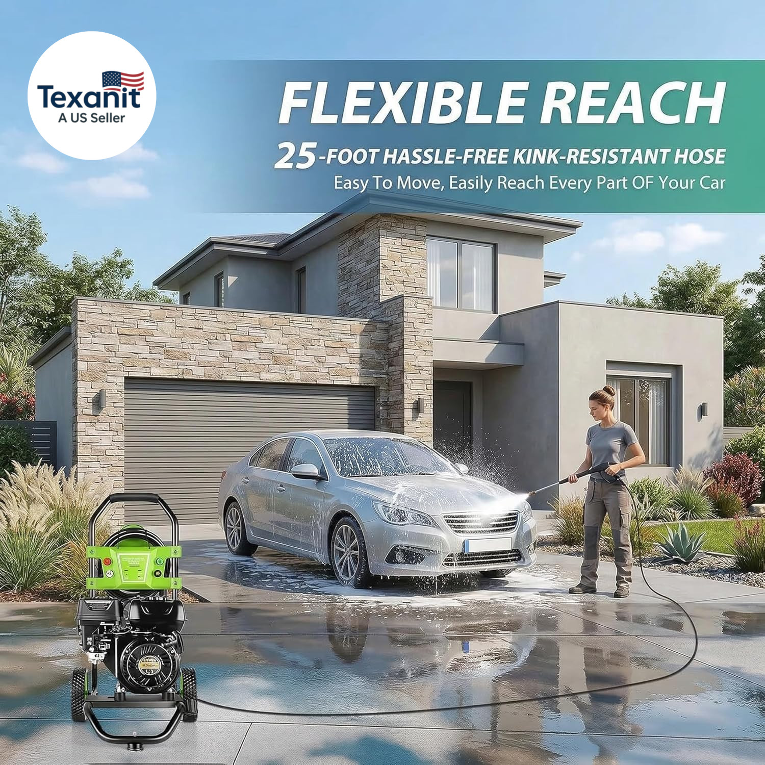 Gas Powered Pressure Washer 4200 PSI 4.0 GPM Portable Power Washer with 209CC 7H