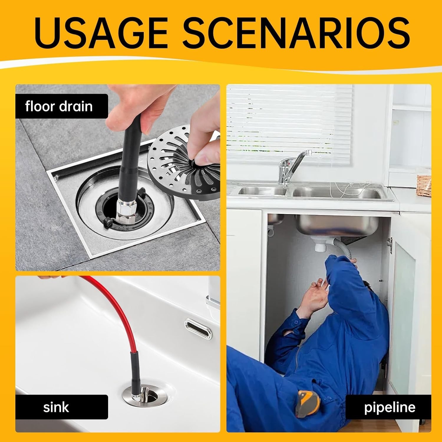 3-Pack Stainless Steel Sewer Jetter Nozzle Kit for High-Pressure Drain Cleaning