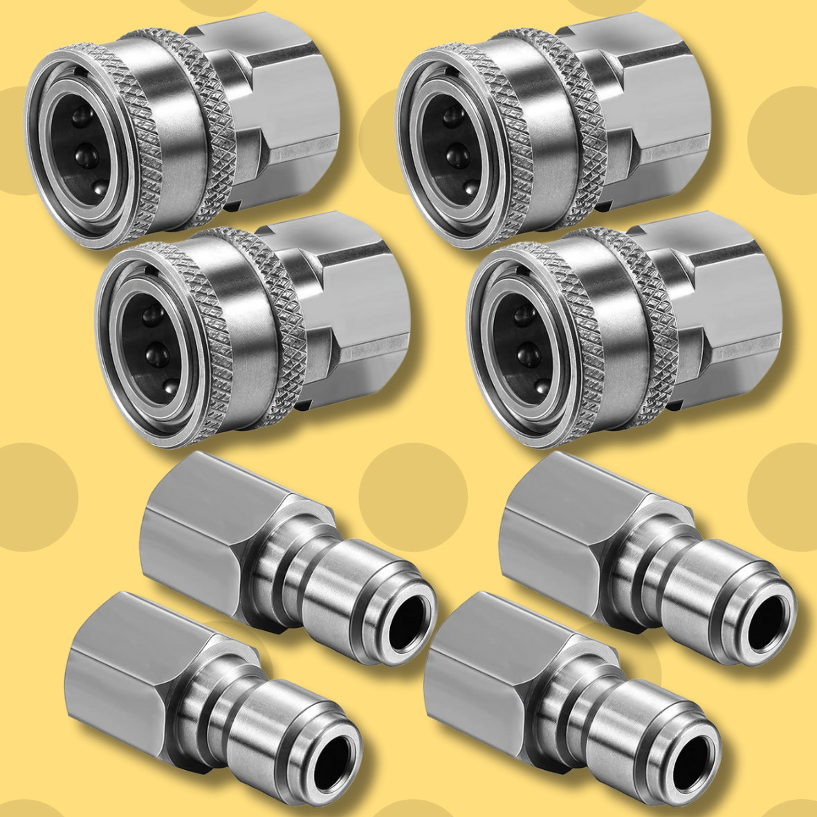 4 Sets NPT 3/8 Inch Stainless Steel Male and Female Quick Connector Kit Pressure