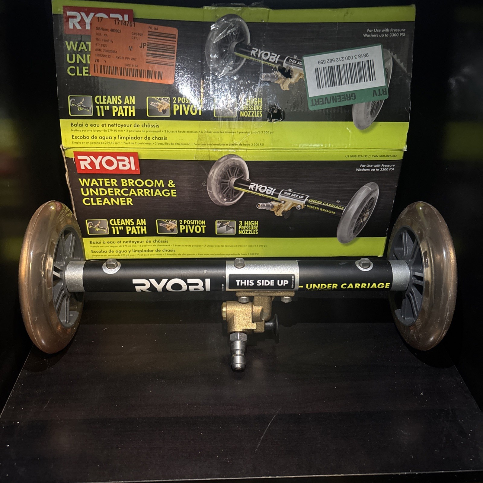 NEW OPEN BOX! RYOBI PRESSURE WASHER 11” WATER BROOM FLAT & UNDERCARRIAGE CLEANER