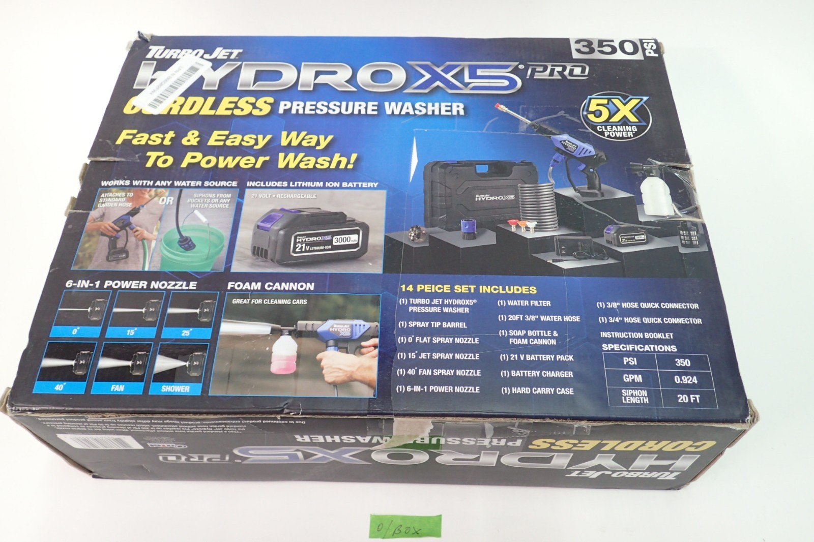 Turbo Jet Hydro X5 Pro Portable Cordless Pressure Washer with Battery