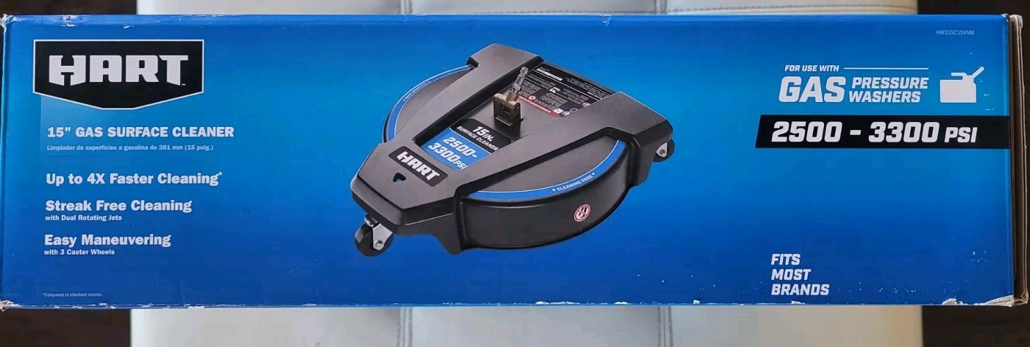 HART 15” Gas Surface Cleaner Pressure Washer Broom Caster 1/4” Attachment (NEW)