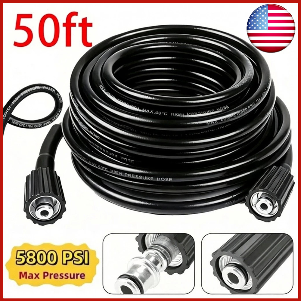 50FT High Pressure Washer Hose 5800 PSI M22-14MM Power Washer Extension Hose NEW