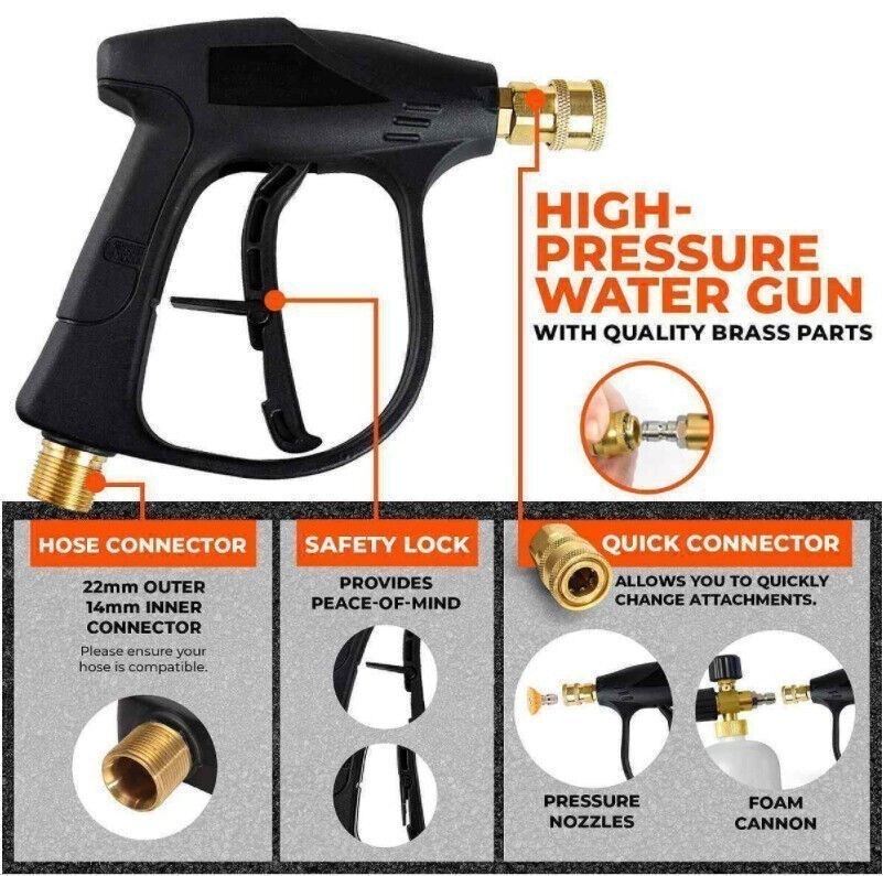 USA 1/4″ Snow Foam Cannon Gun Car Wash Soap Lance Sprayer Pressure Washer Bottle