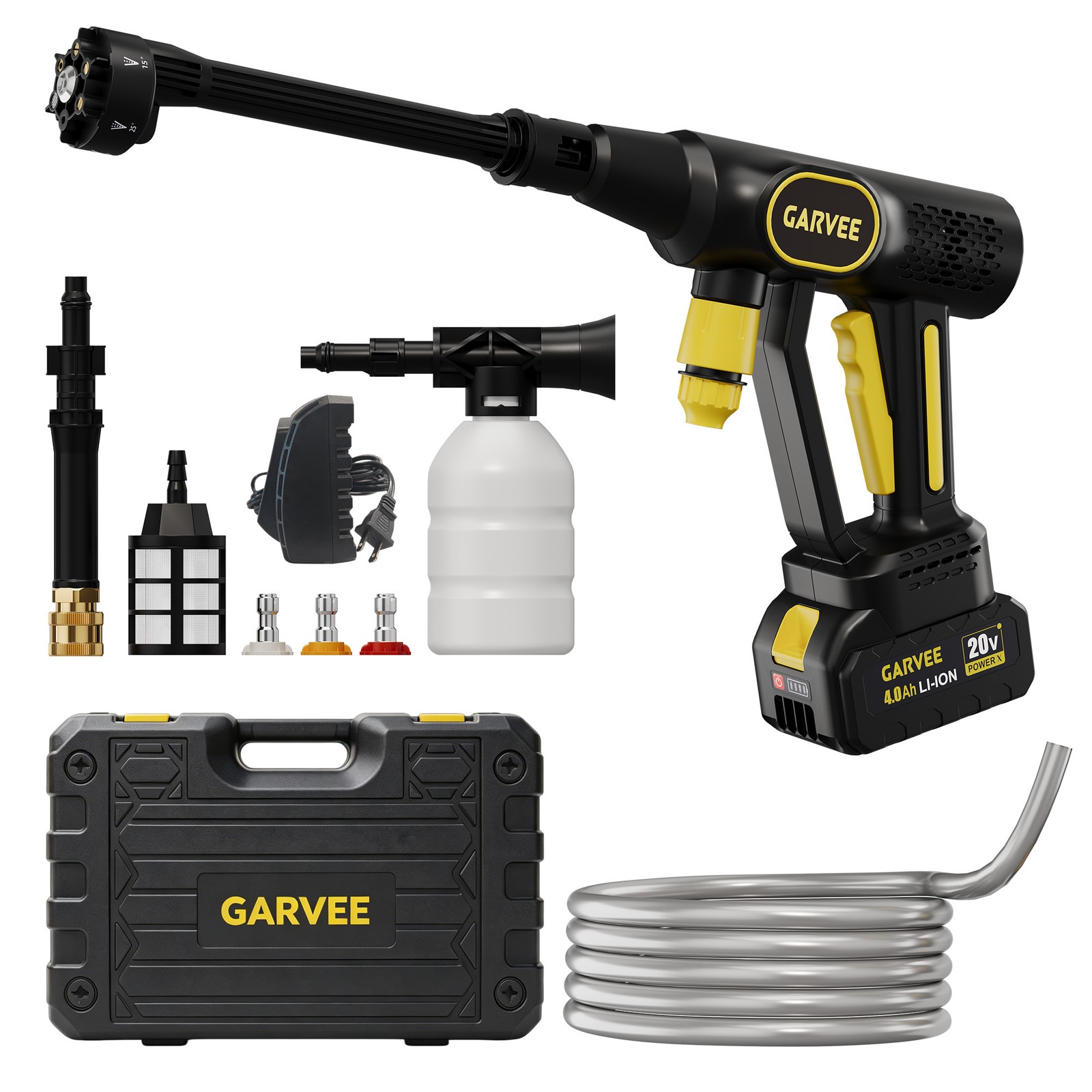 20V Wireless Pressure Washer 320PSI Brushless Motor 6 in 1 Adjustable Nozzle