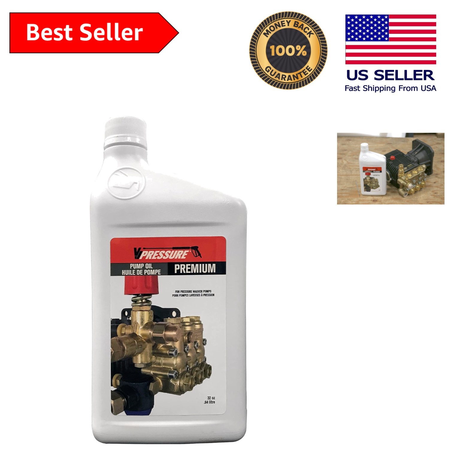 1 Liter Non-Detergent Pressure Washer Pump Oil – Protects Against Rust
