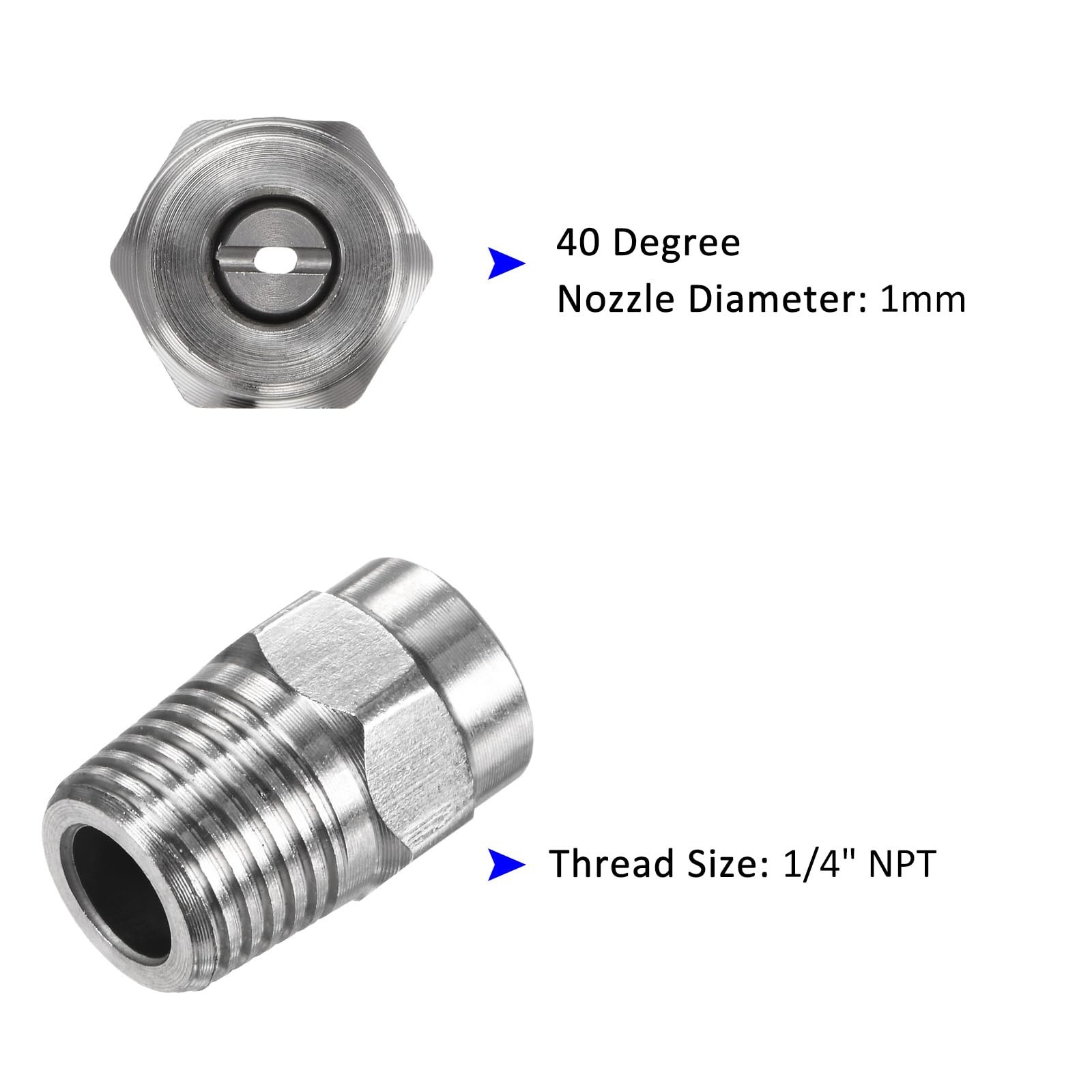 6 PCS Pressure Washer Surface Clean Tips 40 Degree 1/4 NPT 1mm Orifice