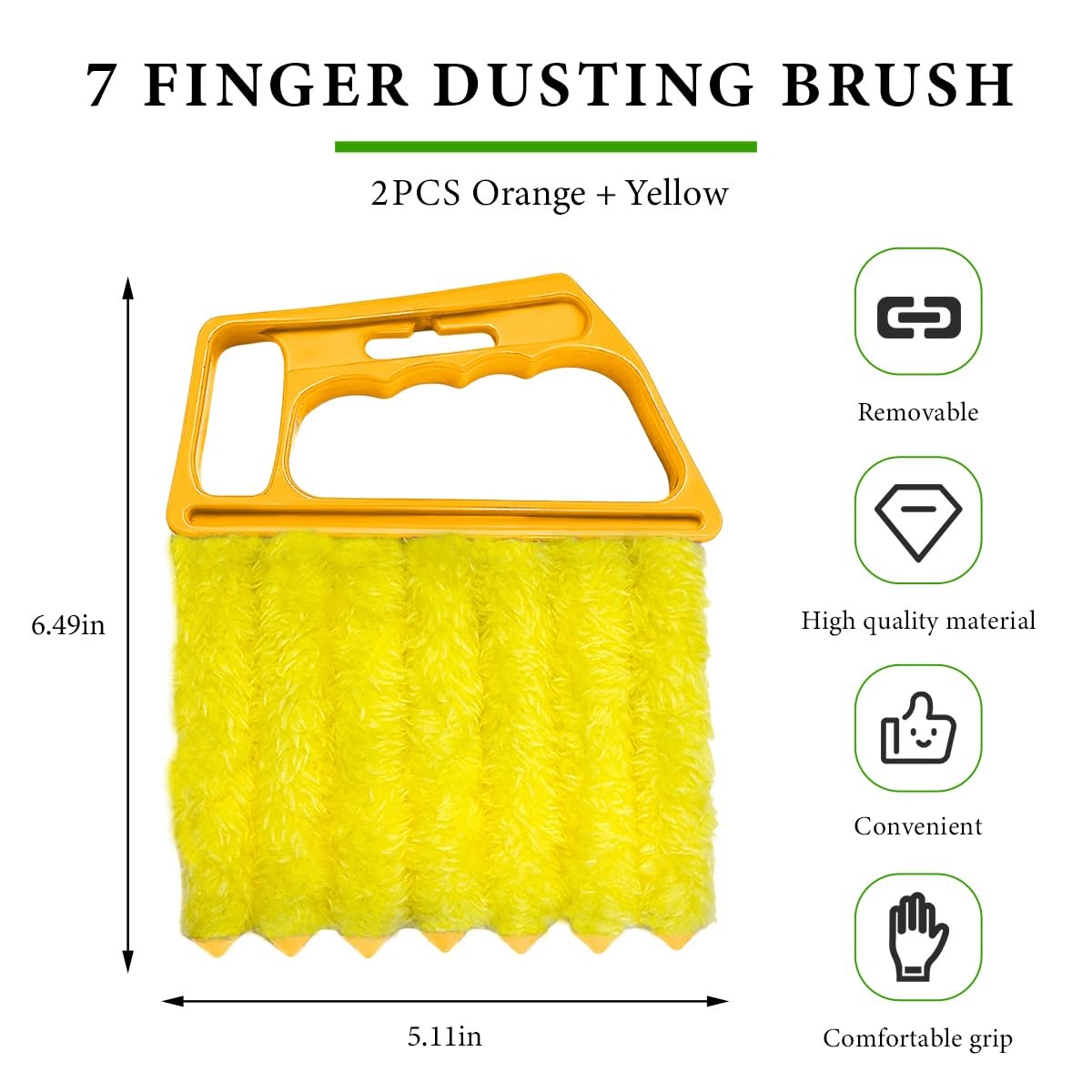 DXNQ 2 PCS Blind Cleaner Duster Tool, Window Venetian Hand-held Orange+yellow