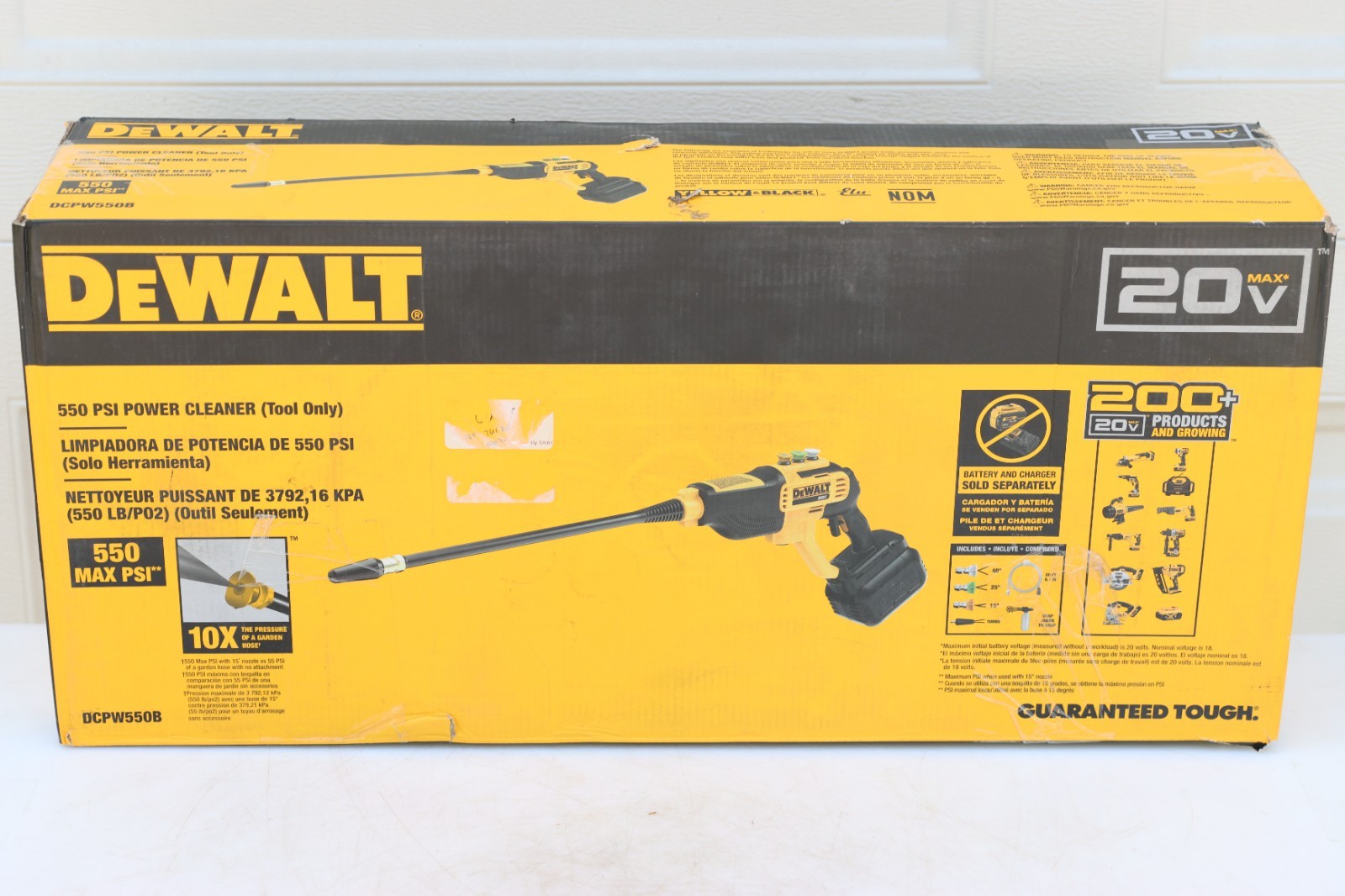 DEWALT 20V MAX 550 PSI 1.0 GPM Cold Water Battery Power Cleaner, Missing Turbo