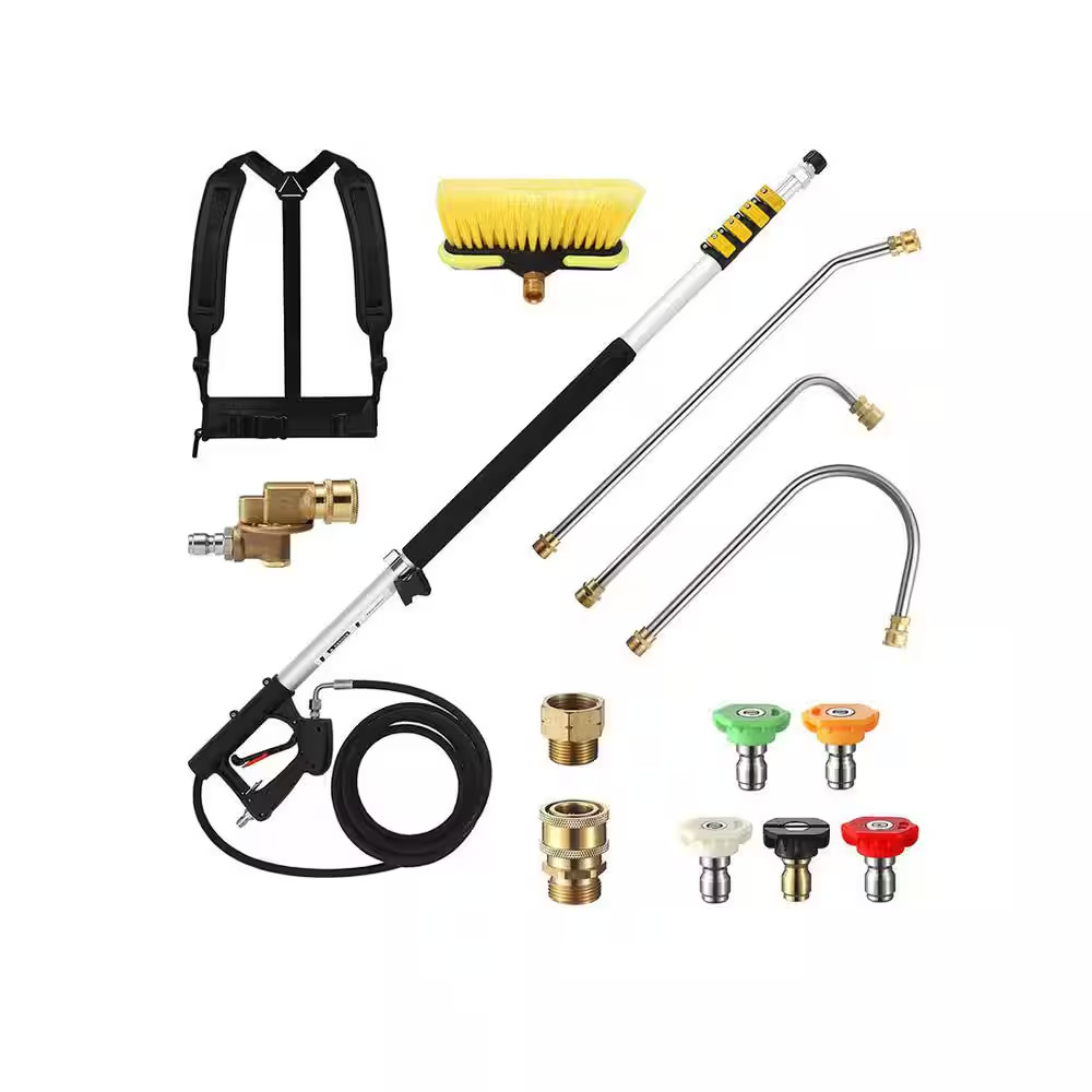 24 Ft. Telescoping Pressure Washer Sprayer Wand with Brush Head Gutter Cleaner 5